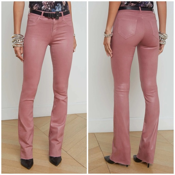 New L’Agence Ruth High Rise Straight Jeans Mauve Rose Coated Sz 30 - Picture 1 of 12